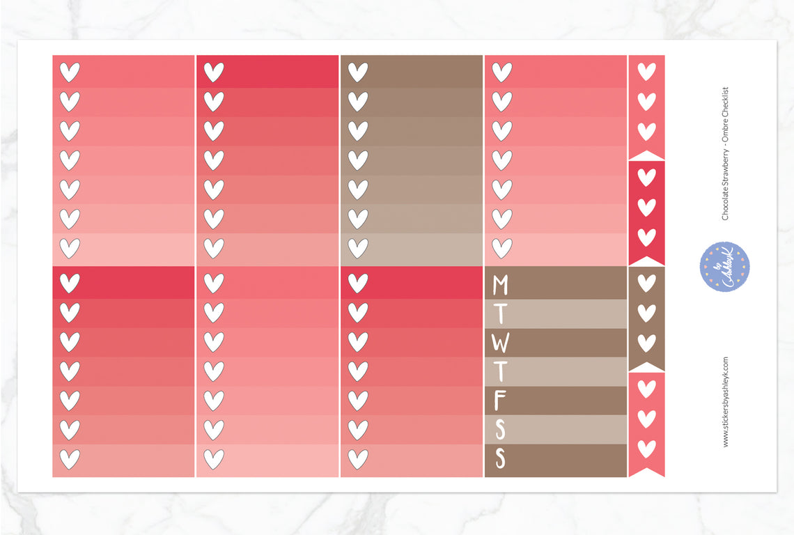 Chocolate Strawberry Weekly Kit  - Ombre Checklist Sheet