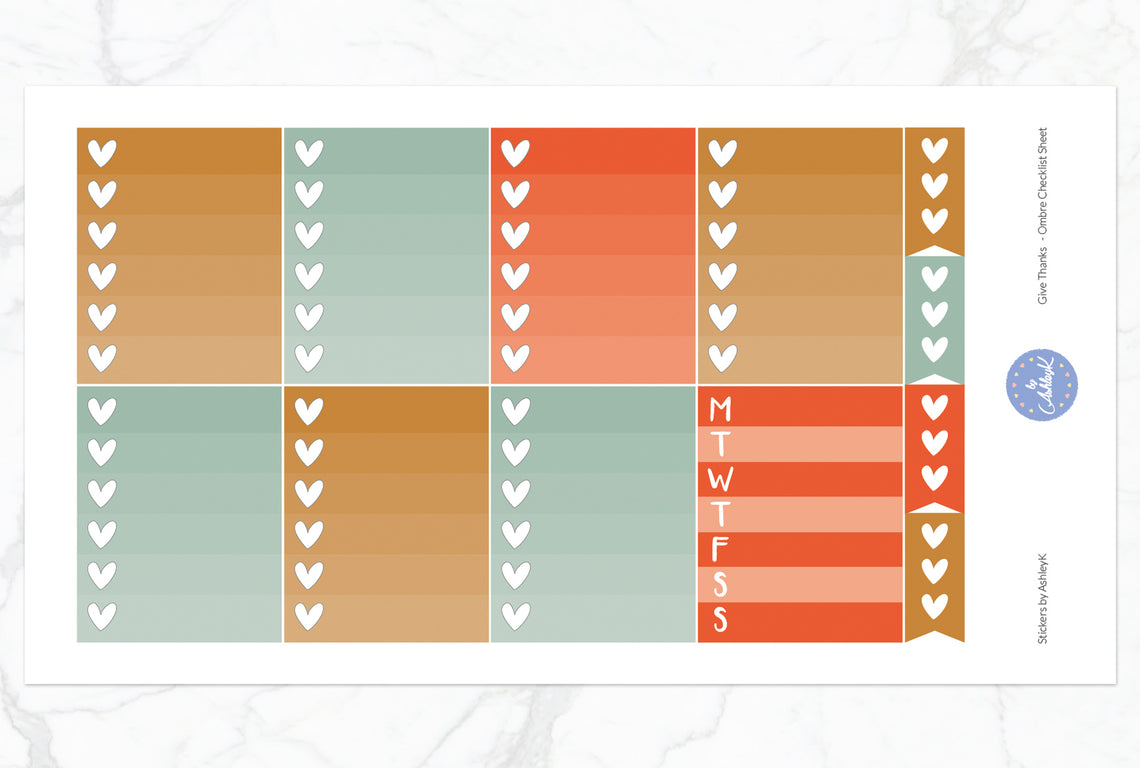 Give Thanks  - Ombre Checklist Sheet