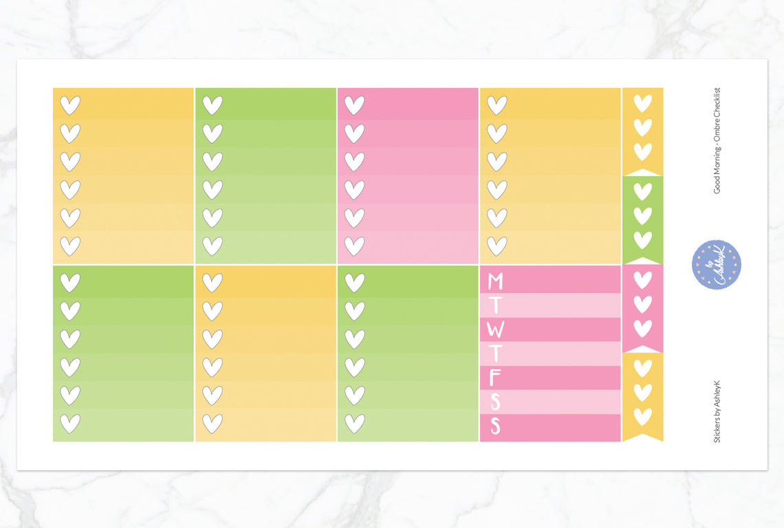 Good Morning Weekly Kit  - Ombre Checklist Sheet
