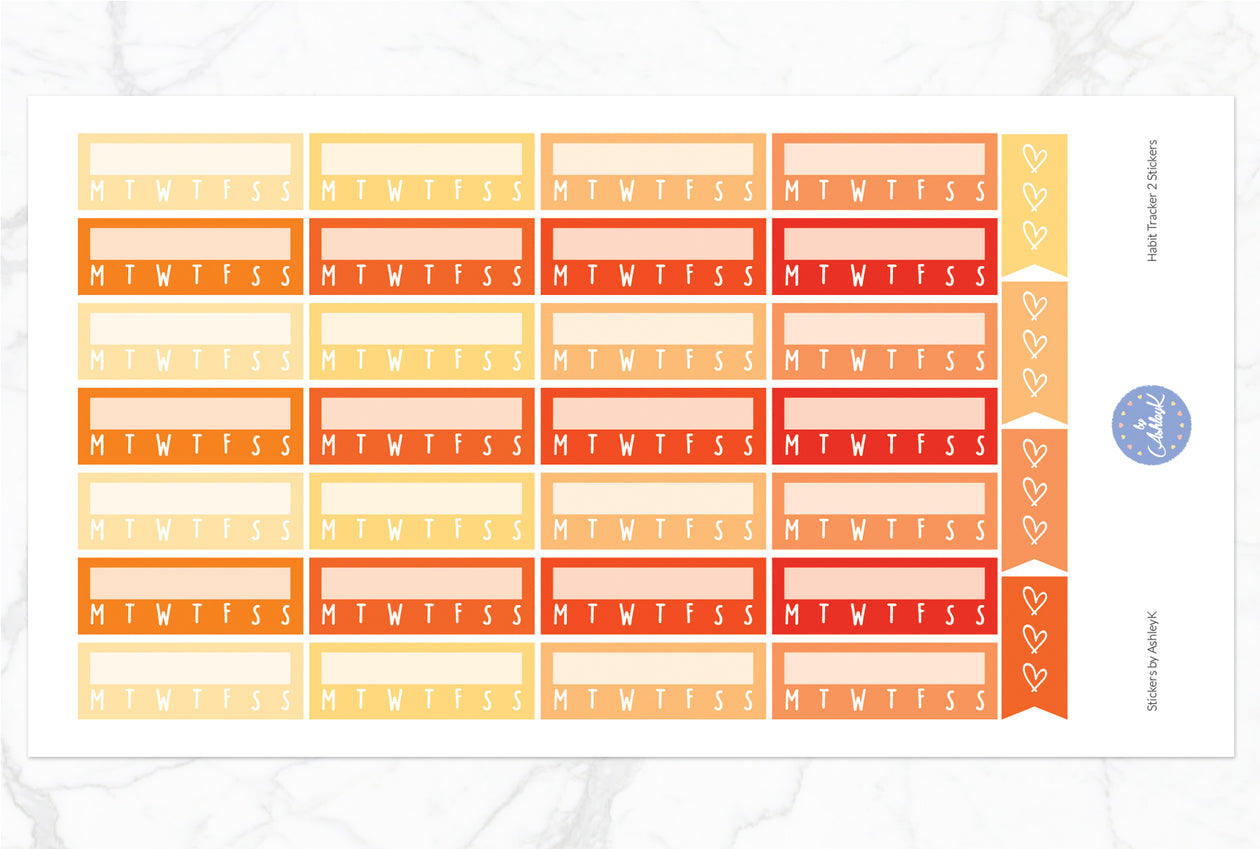 Habit Tracker 2  Stickers - Orange