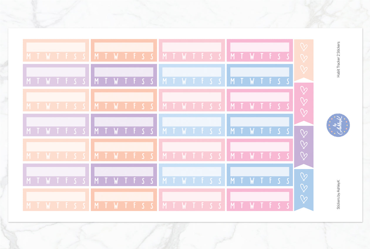 Habit Tracker 2  Stickers - Pastel Sunset