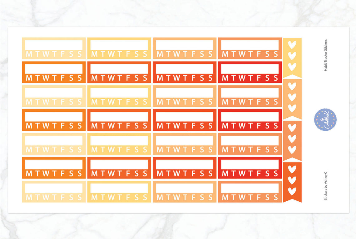 Habit Tracker Stickers - Orange