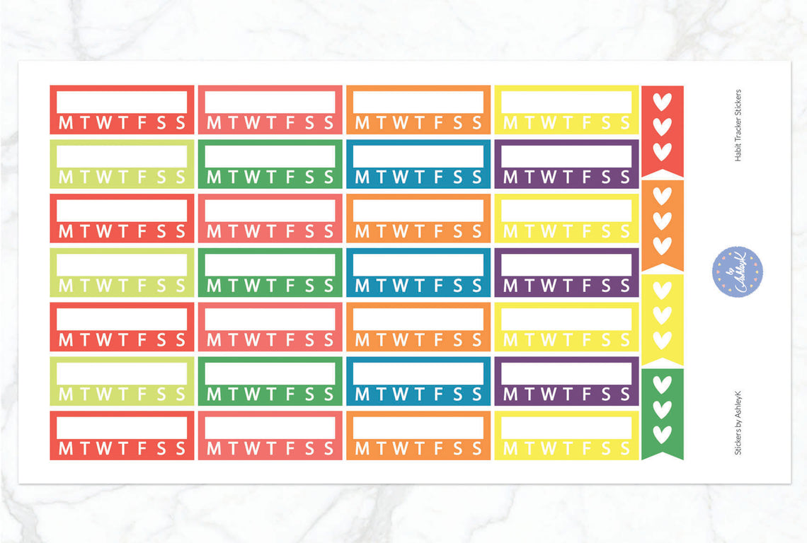 Habit Tracker Stickers - Pastel Rainbow