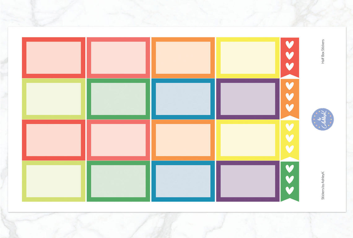 Half Box Stickers - Pastel Rainbow