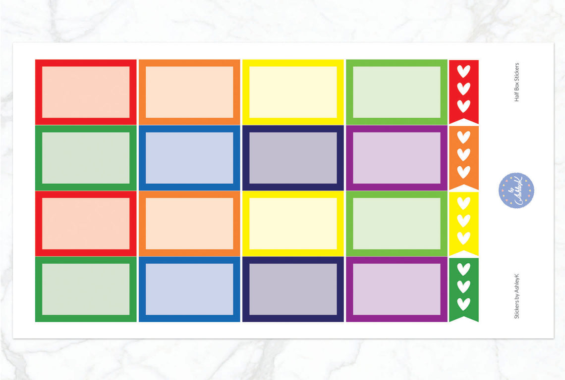 Half Box Stickers - Rainbow