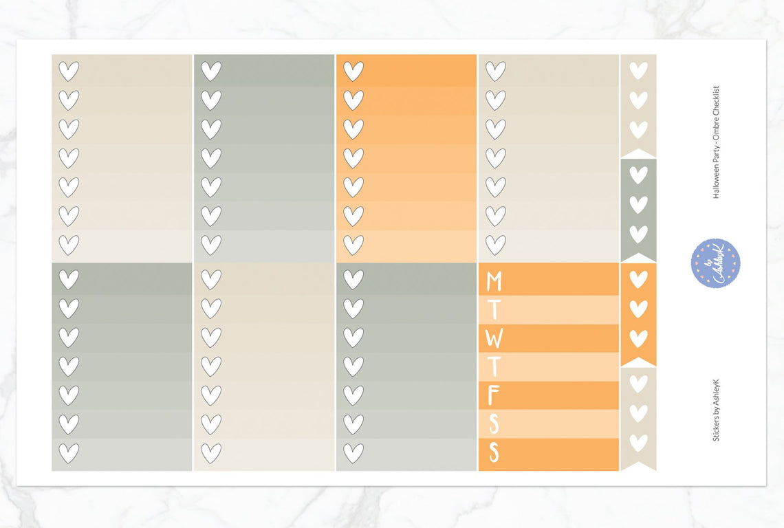 Halloween Party Weekly Kit  - Ombre Checklist Sheet