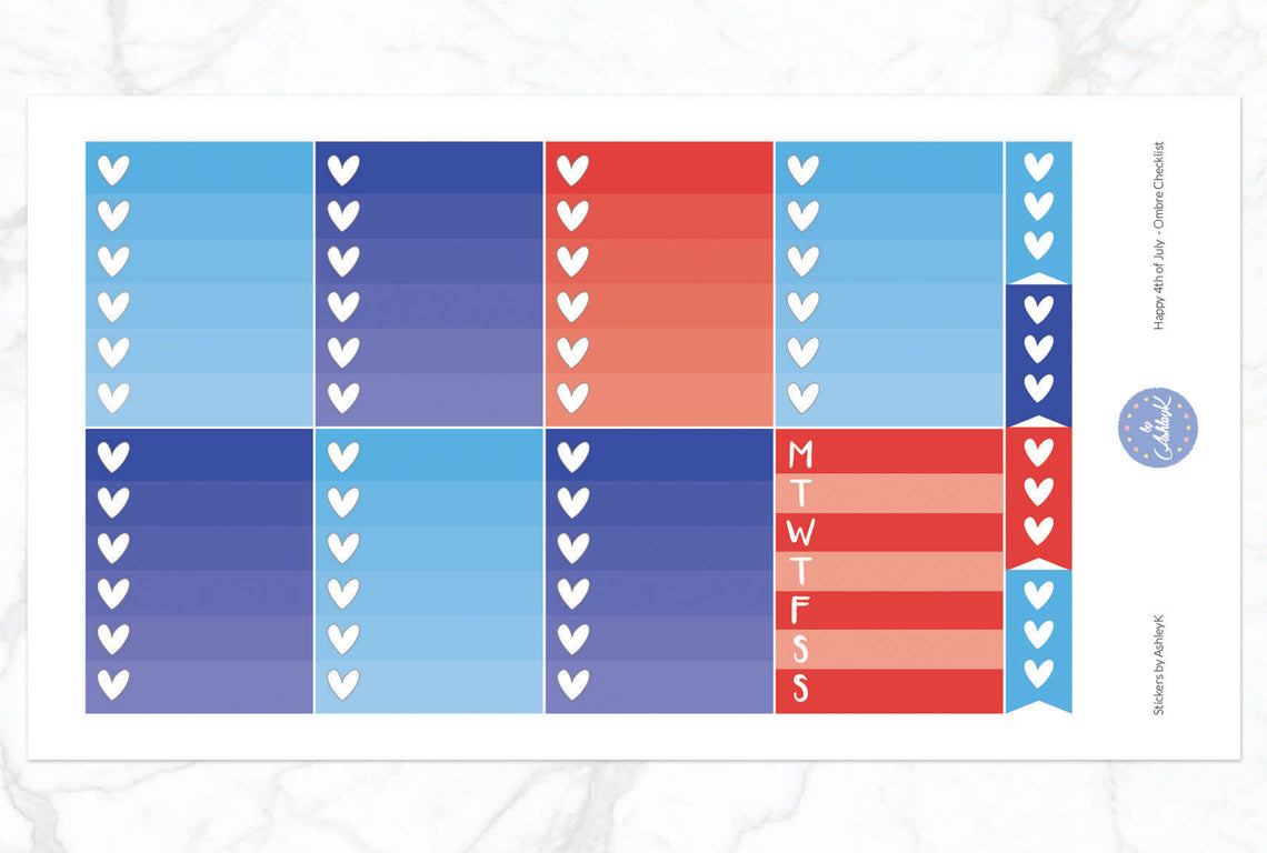Happy 4th of July - Ombre Checklist Sheet