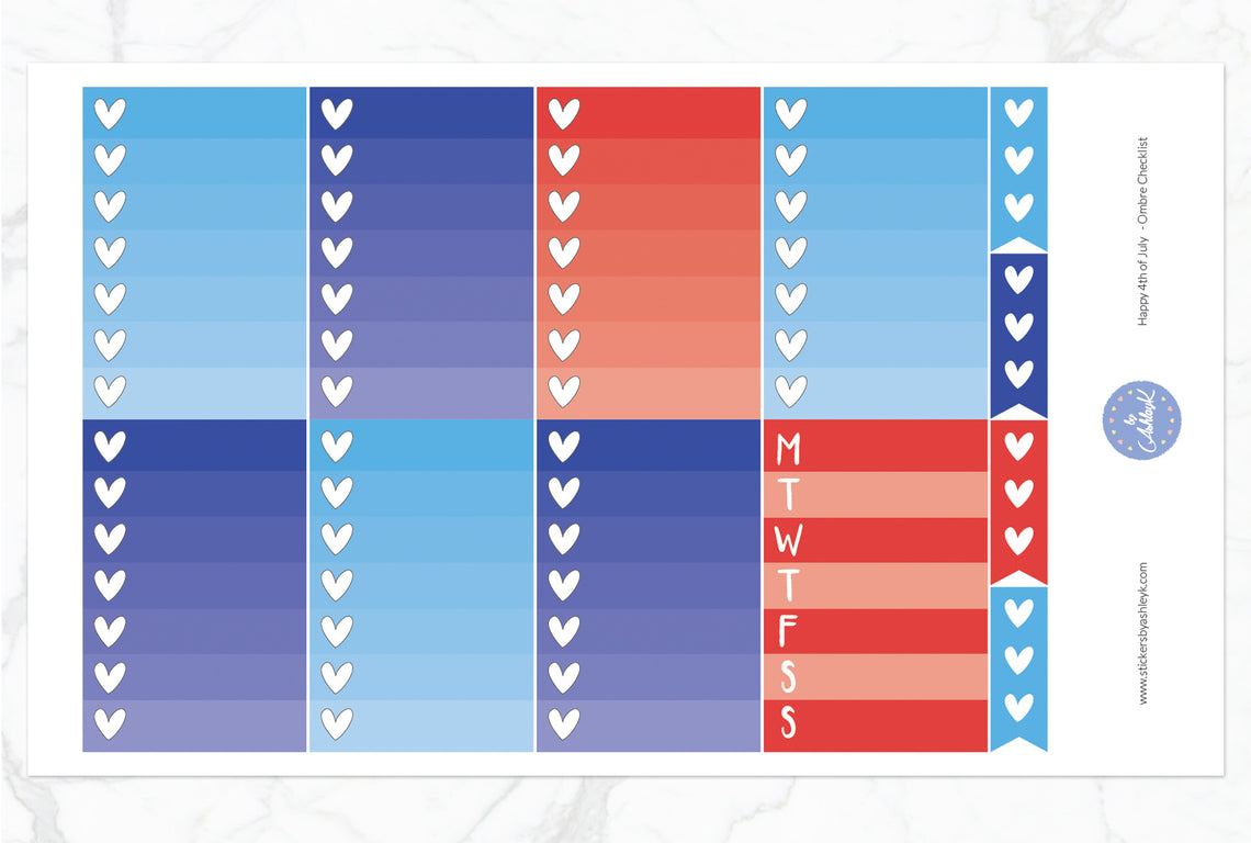 Happy 4th of July Weekly Kit  - Ombre Checklist Sheet