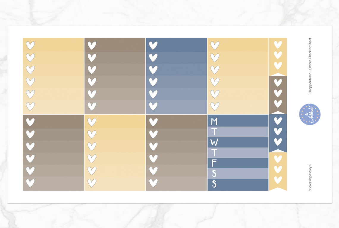 Happy Autumn Weekly Kit  - Ombre Checklist Sheet