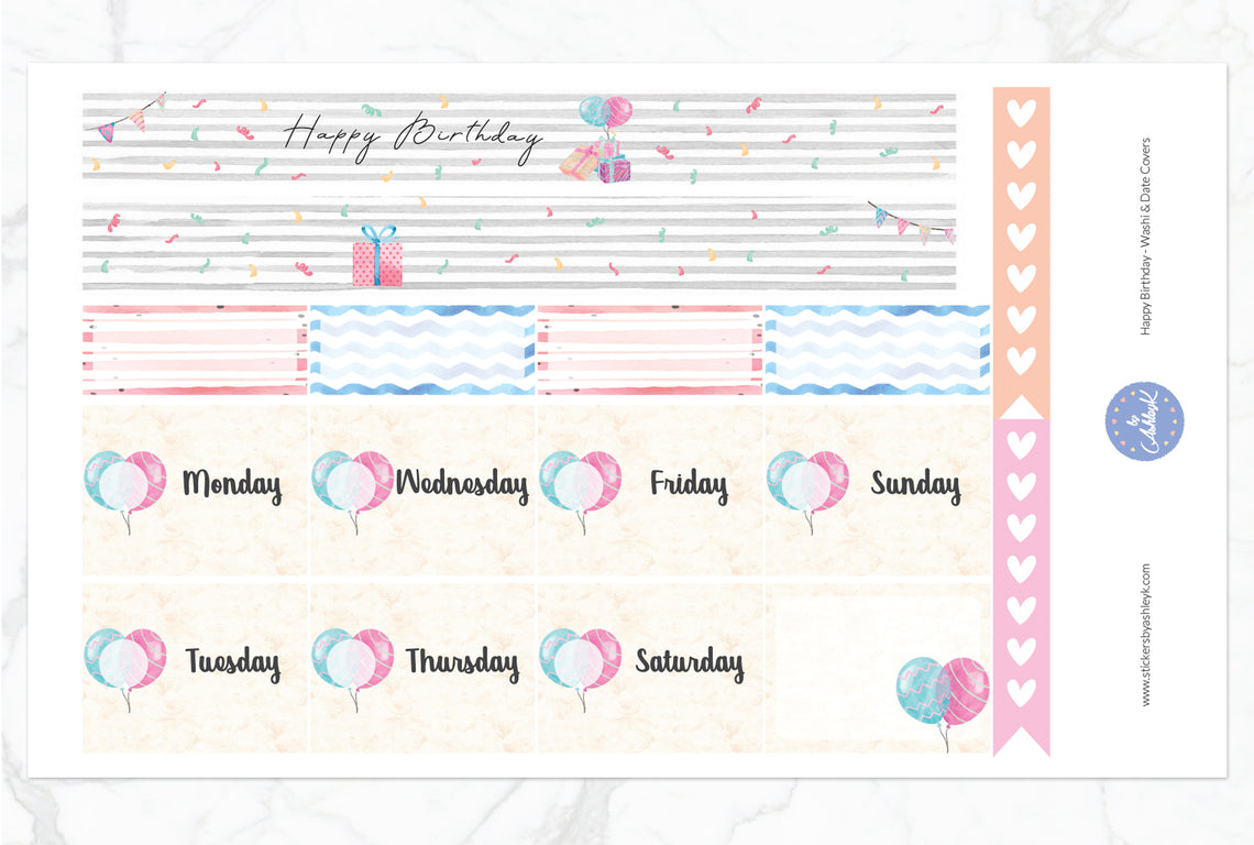 Happy Birthday Weekly Kit  - Washi Sheet