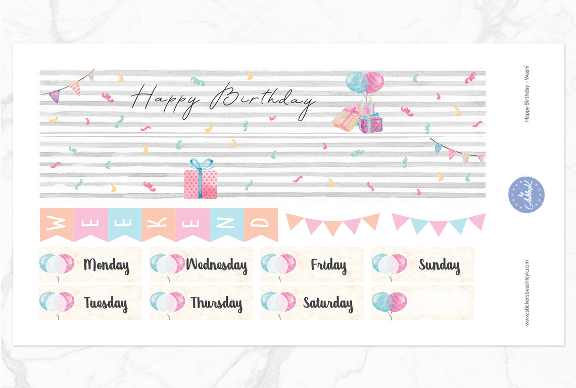Happy Birthday Weekly Kit  - Washi Sheet