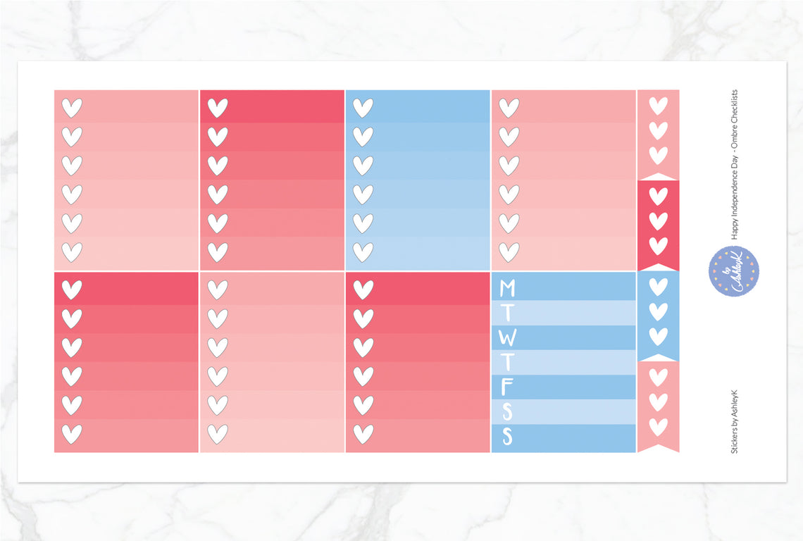  Happy Independence Day  - Ombre Checklist Sheet