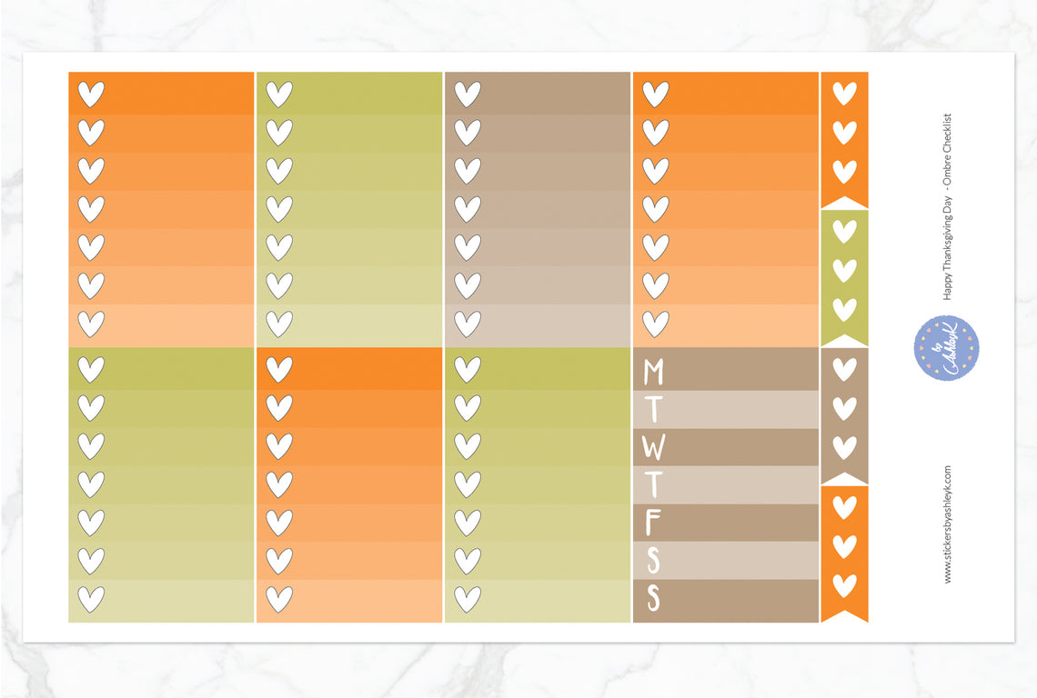 Happy Thanksgiving Day Weekly Kit  - Ombre Checklist Sheet