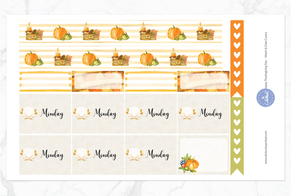 Happy Thanksgiving Day Weekly Kit  - Washi Sheet