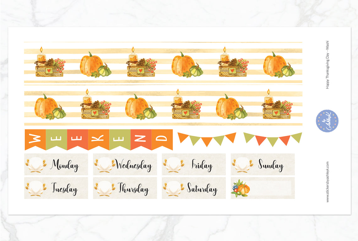 Happy Thanksgiving Day Weekly Kit  - Washi Sheet