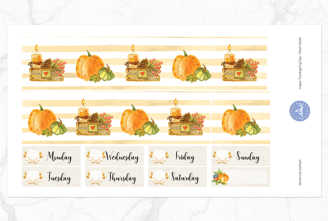 Happy Thanksgiving Day  - Washi Sheet