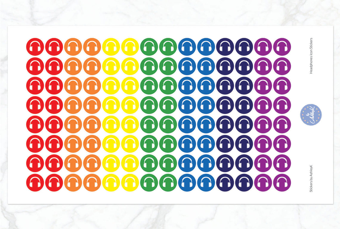 Headphones Icon Stickers - Rainbow