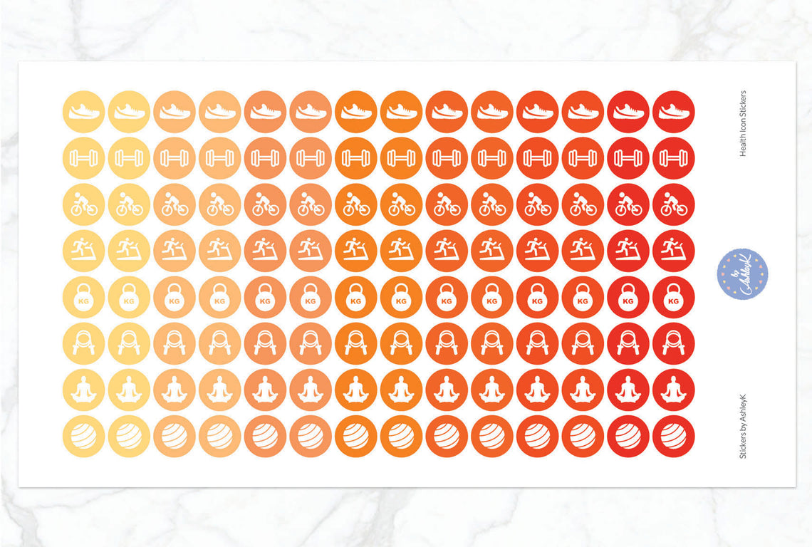 Health Icon Stickers - Orange