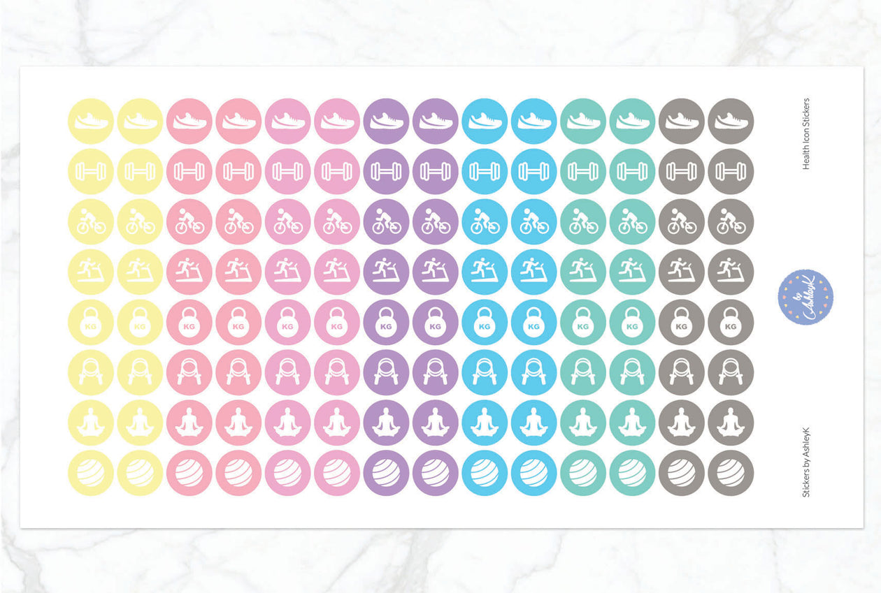 Health Icon Stickers - Pastel