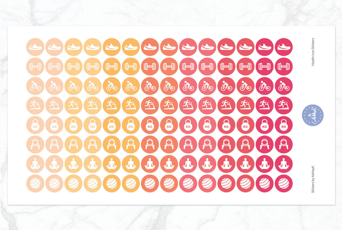 Health Icon Stickers - Peach