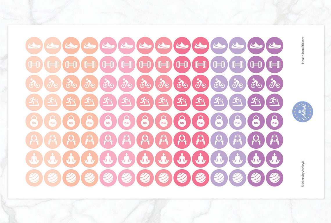 Health Icon Stickers - Raspberry