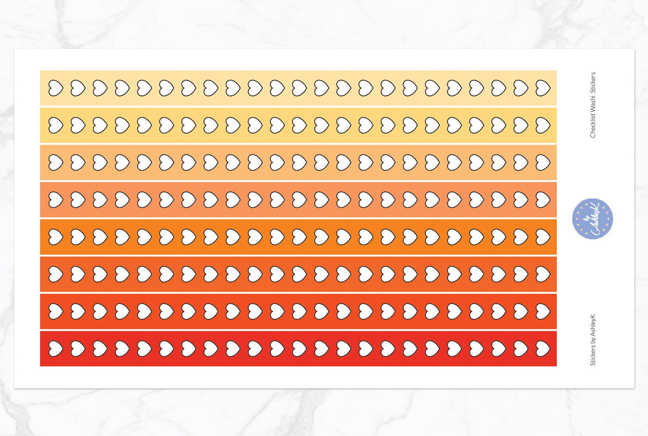 Heart Checklist Washi - Orange