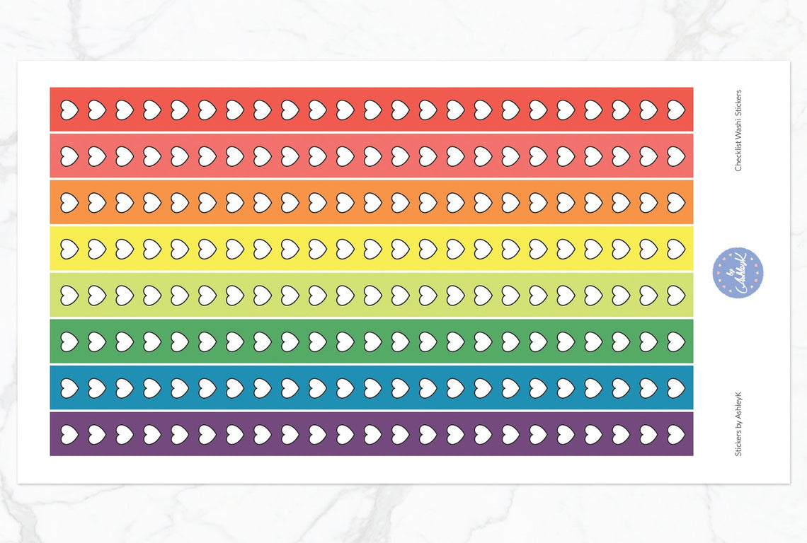 Heart Checklist Washi - Pastel Rainbow