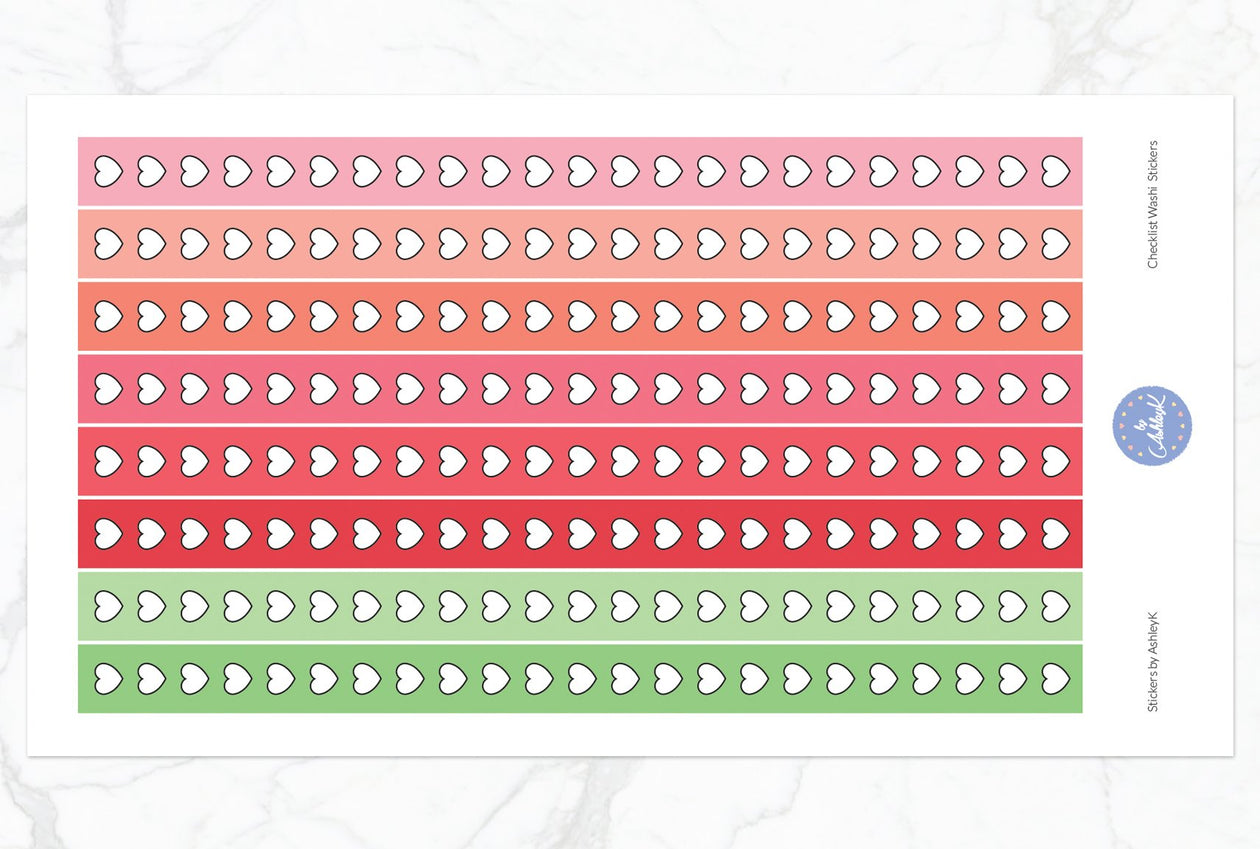 Heart Checklist Washi - Strawberry