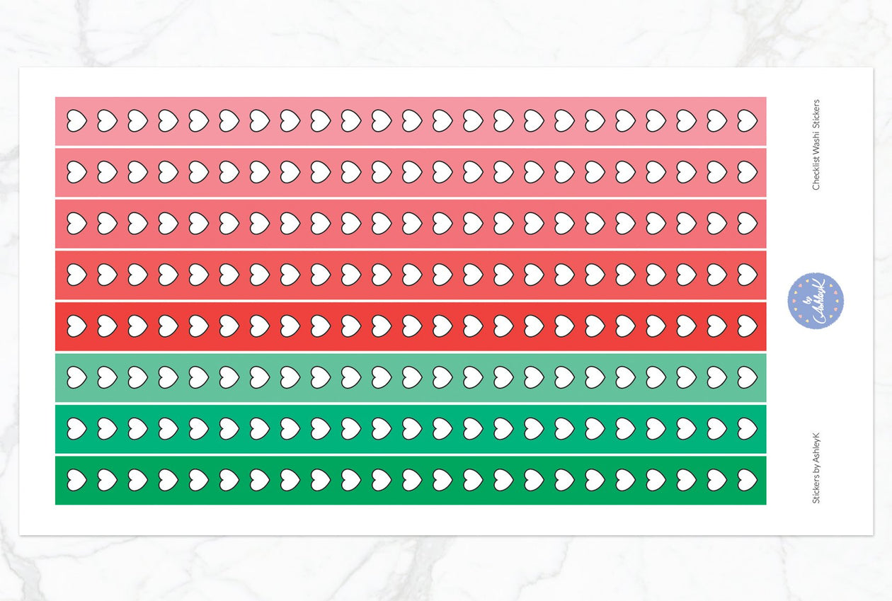 Heart Checklist Washi - Watermelon