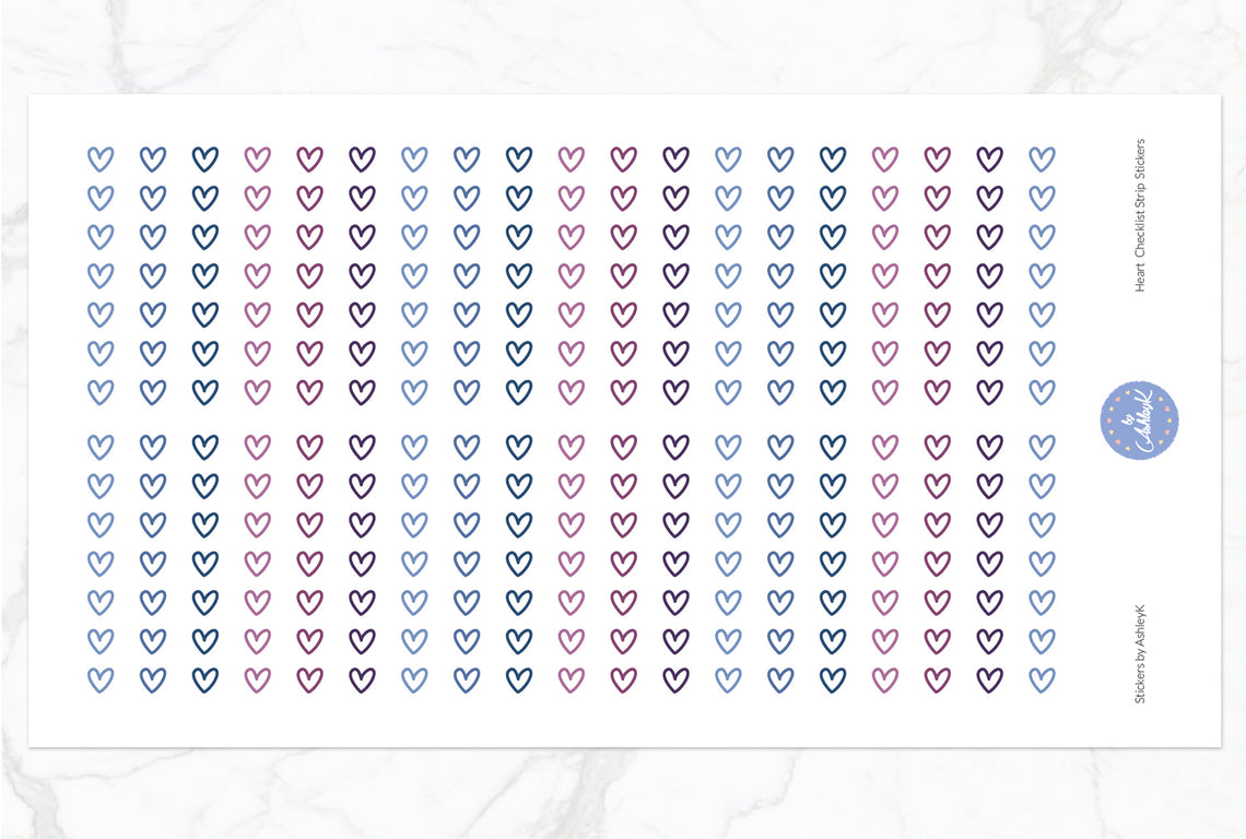 Heart Checklist Strip Stickers - Blueberry