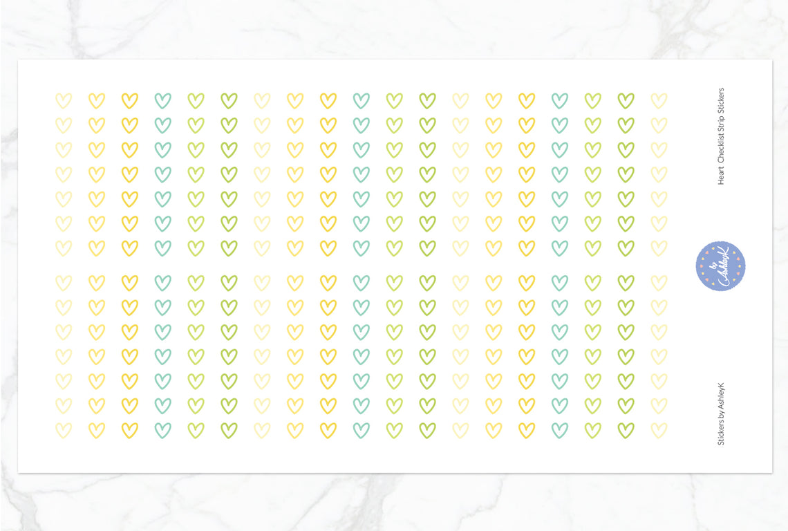 Heart Checklist Strip Stickers - Lemon&Lime