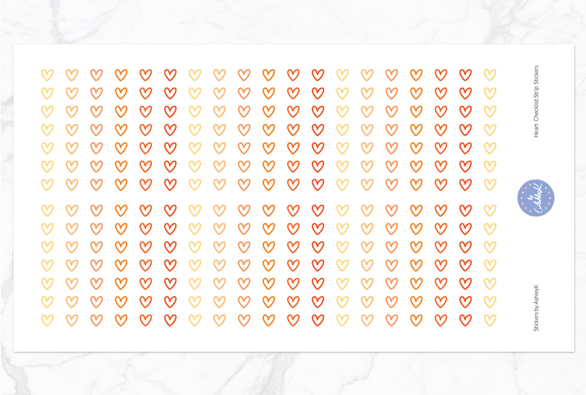 Heart Checklist Strip Stickers - Orange