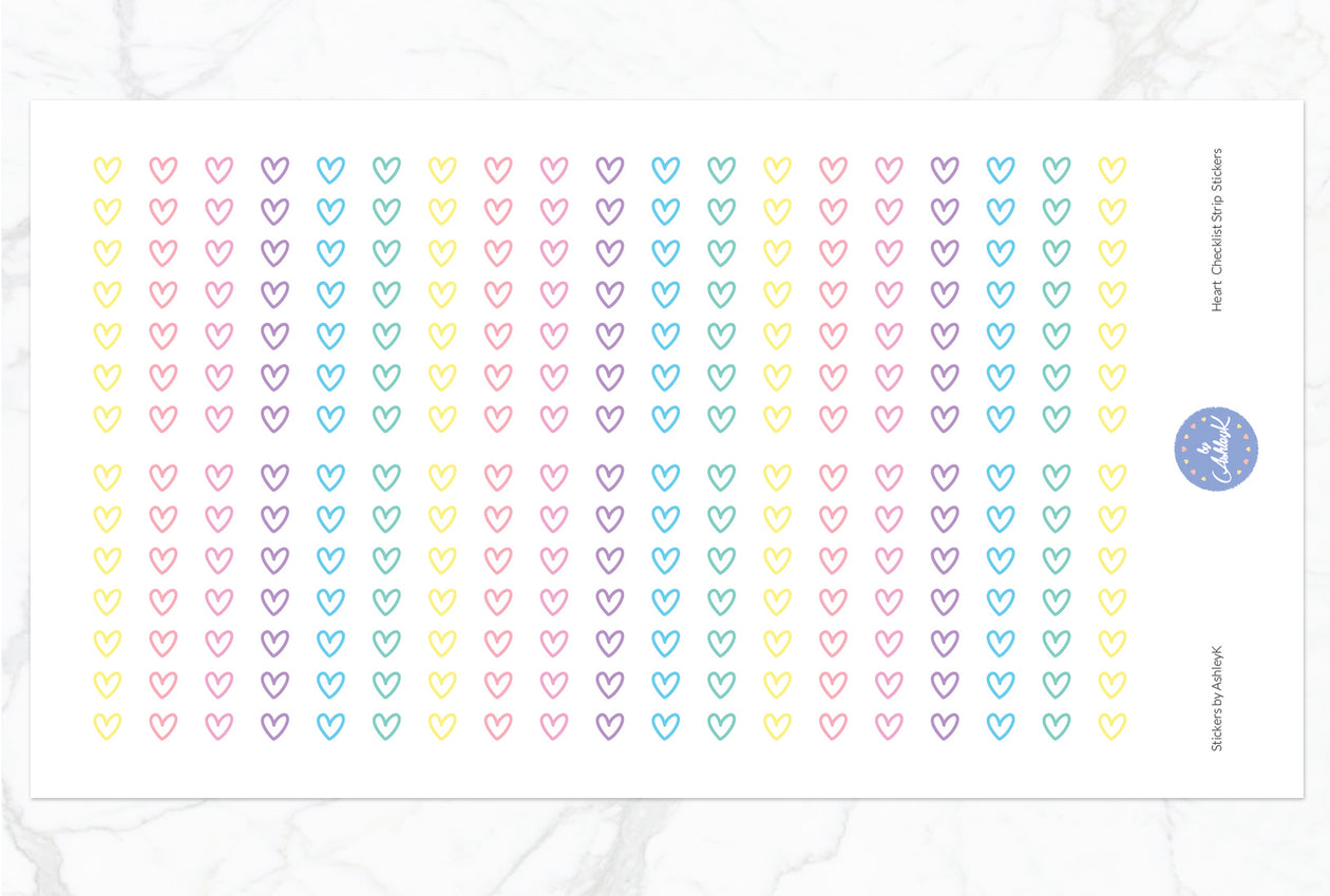 Heart Checklist Strip Stickers - Pastel