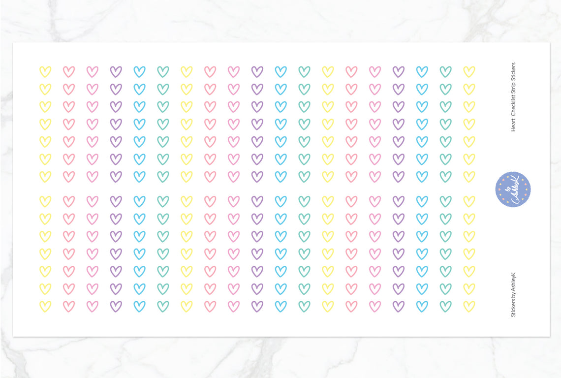 Heart Checklist Strip Stickers - Pastel