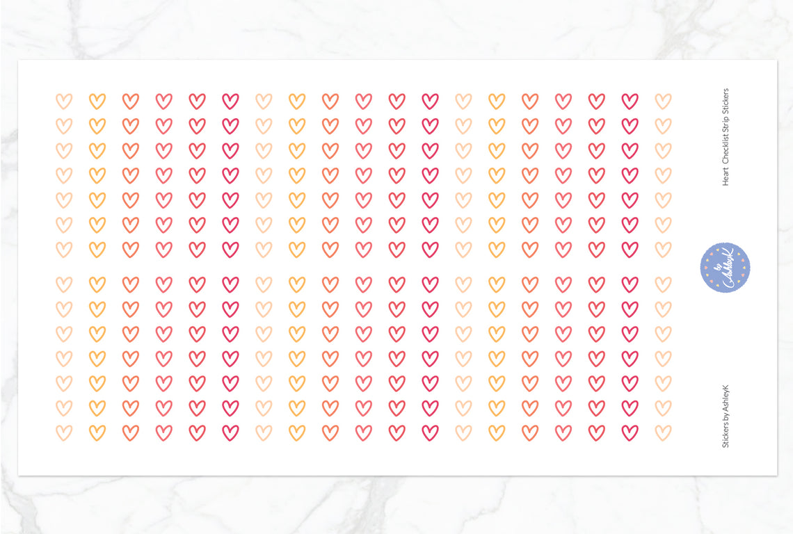 Heart Checklist Strip Stickers - Peach