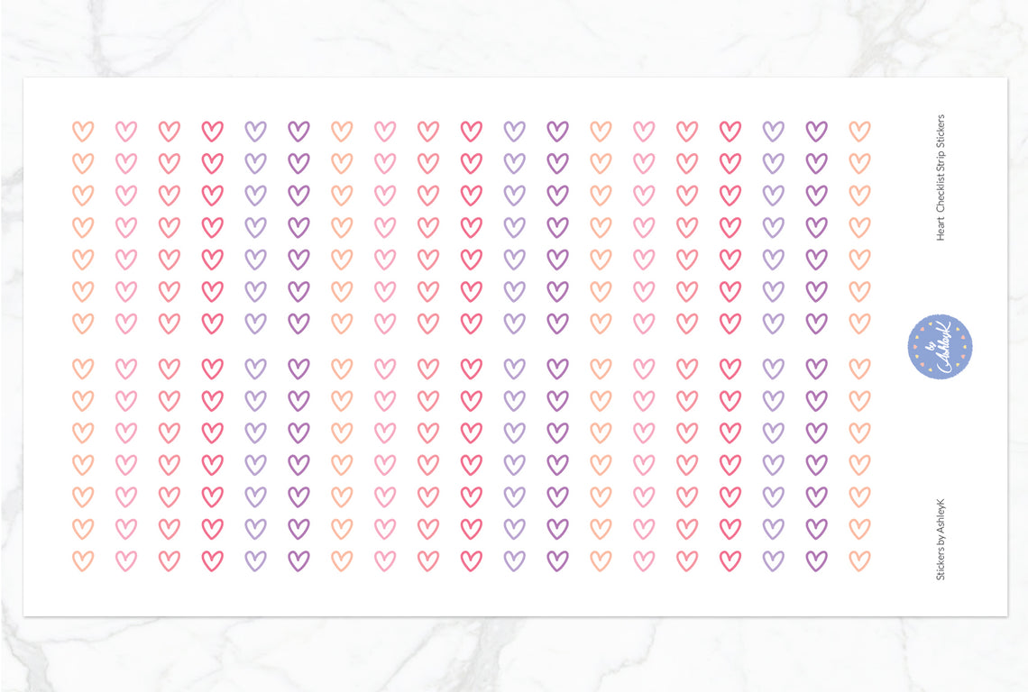 Heart Checklist Strip Stickers - Raspberry