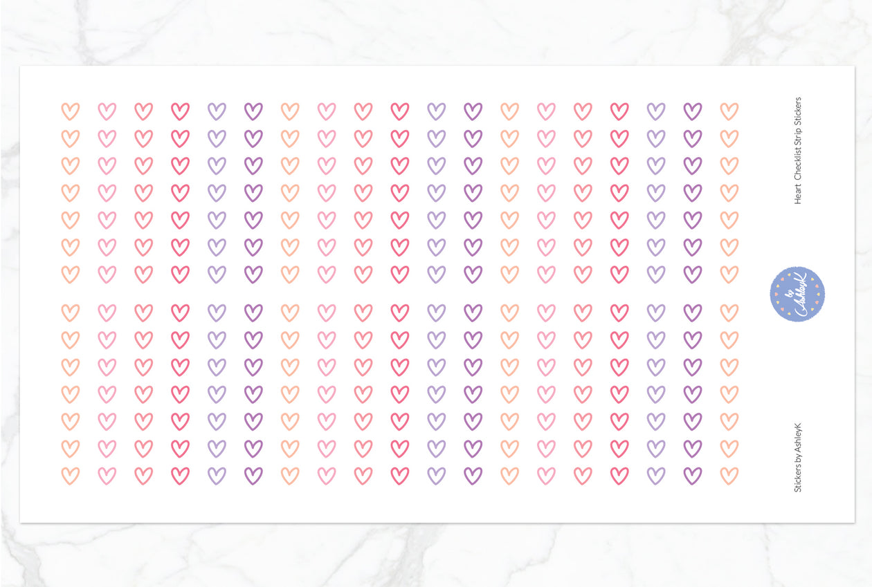 Heart Checklist Strip Stickers - Raspberry