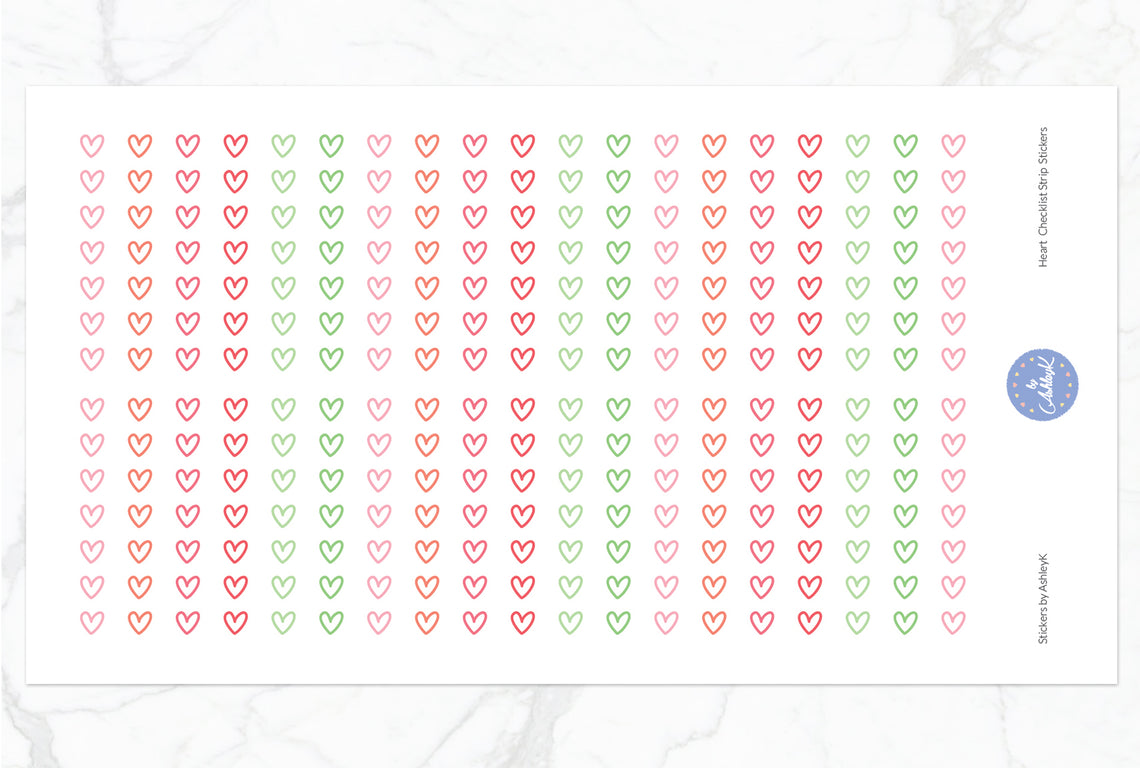 Heart Checklist Strip Stickers - Strawberry