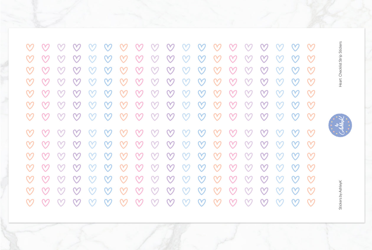 Heart Checklist Strip Stickers - Pastel Sunset