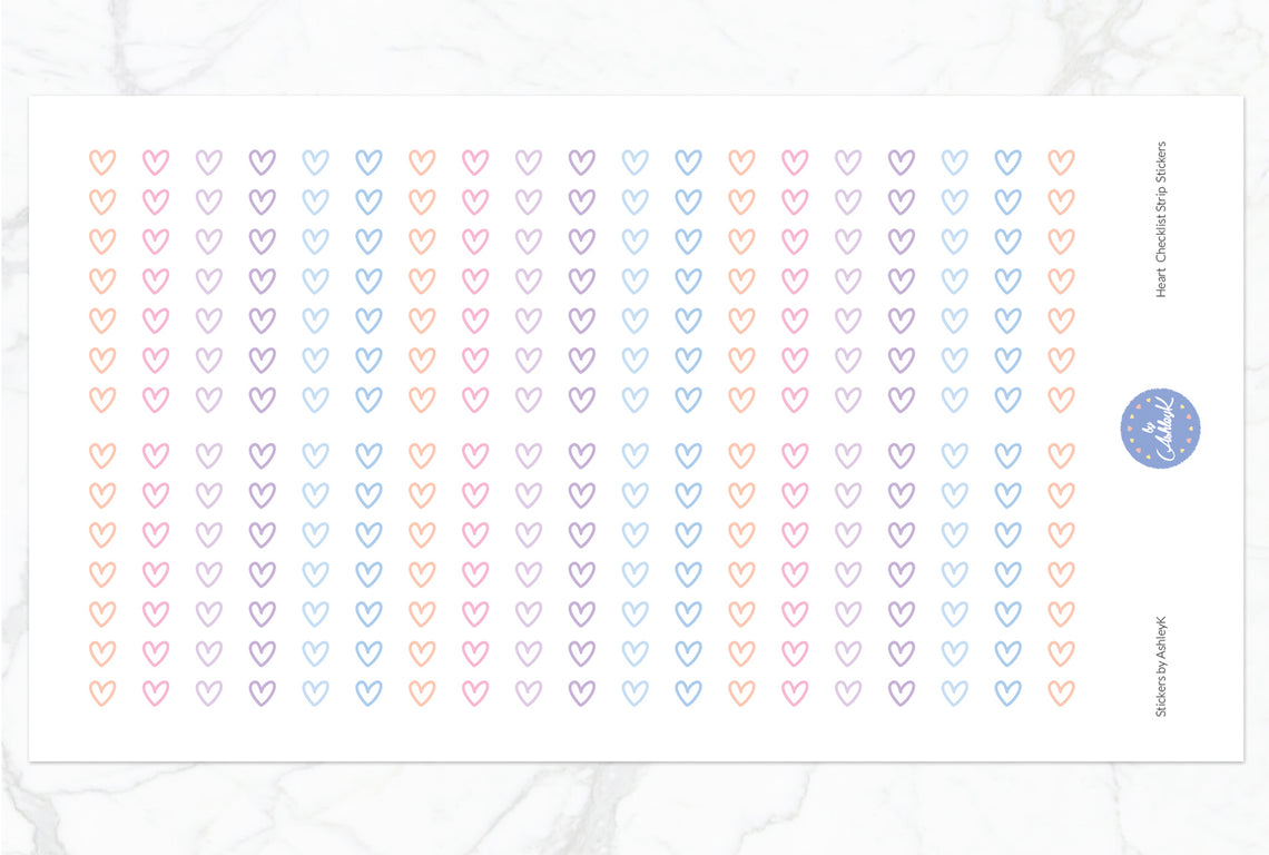 Heart Checklist Strip Stickers - Pastel Sunset