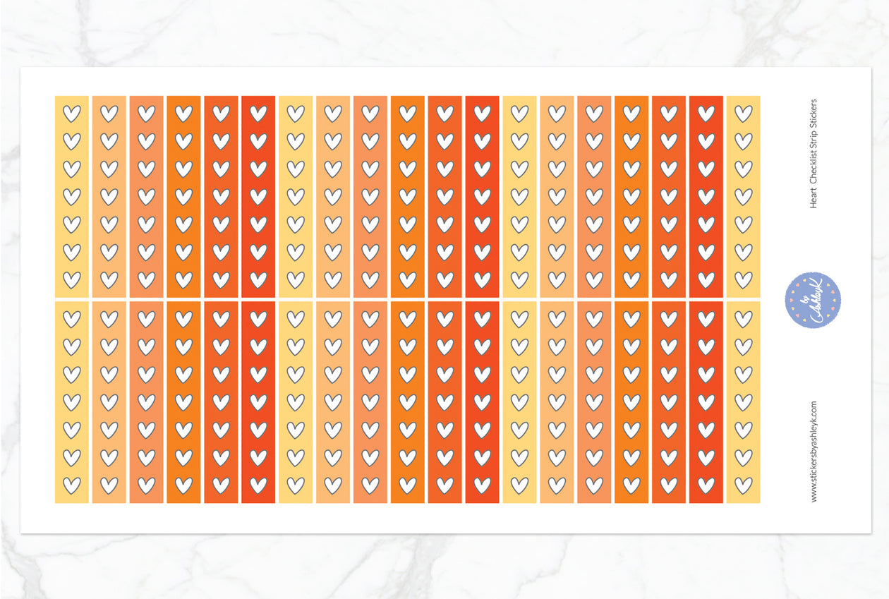 Heart Checklist Thin Strip Planner Stickers