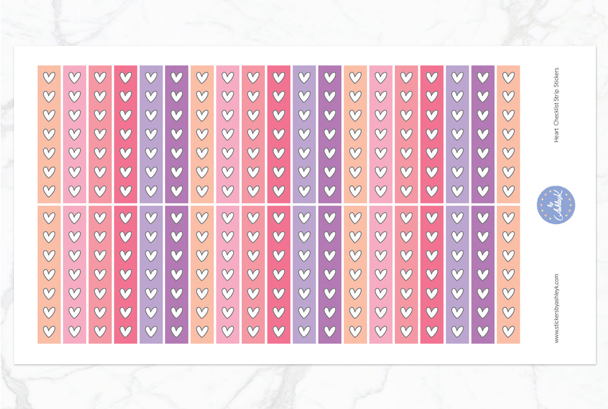 Heart Checklist Thin Strip Stickers – Stickers by AshleyK
