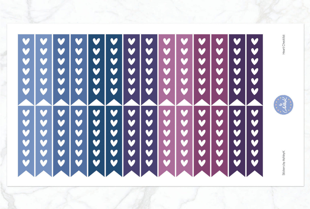 Heart Checklist Stickers - Blueberry