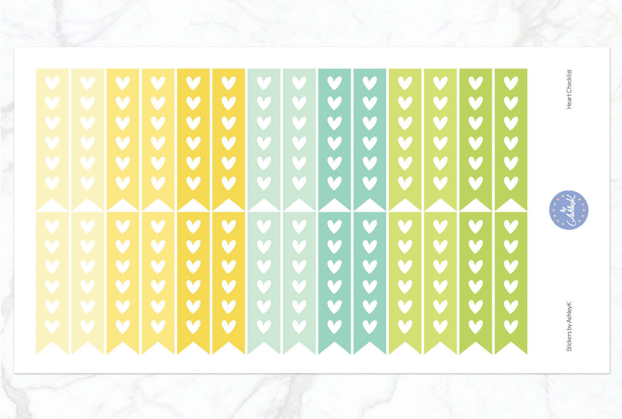 Heart Checklist Stickers - Lemon&Lime
