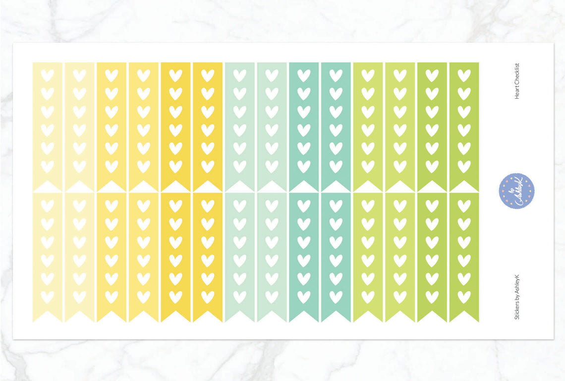 Heart Checklist Stickers - Lemon&Lime