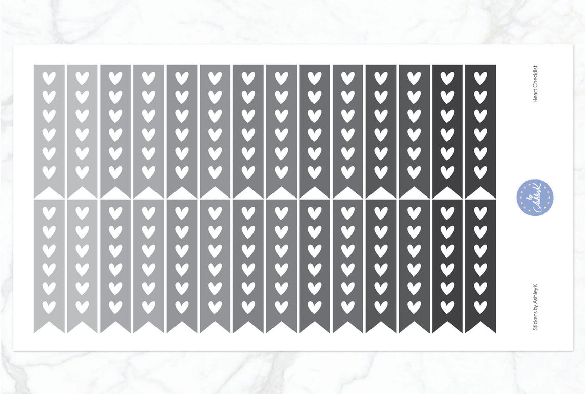 Heart Checklist Stickers - Monochrome