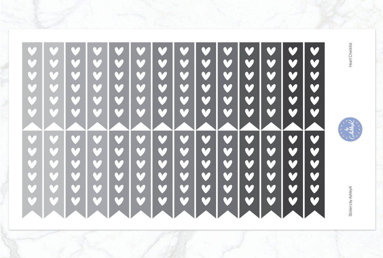 Heart Checklist Stickers - Monochrome