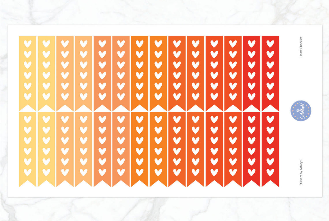 Heart Checklist Stickers - Orange