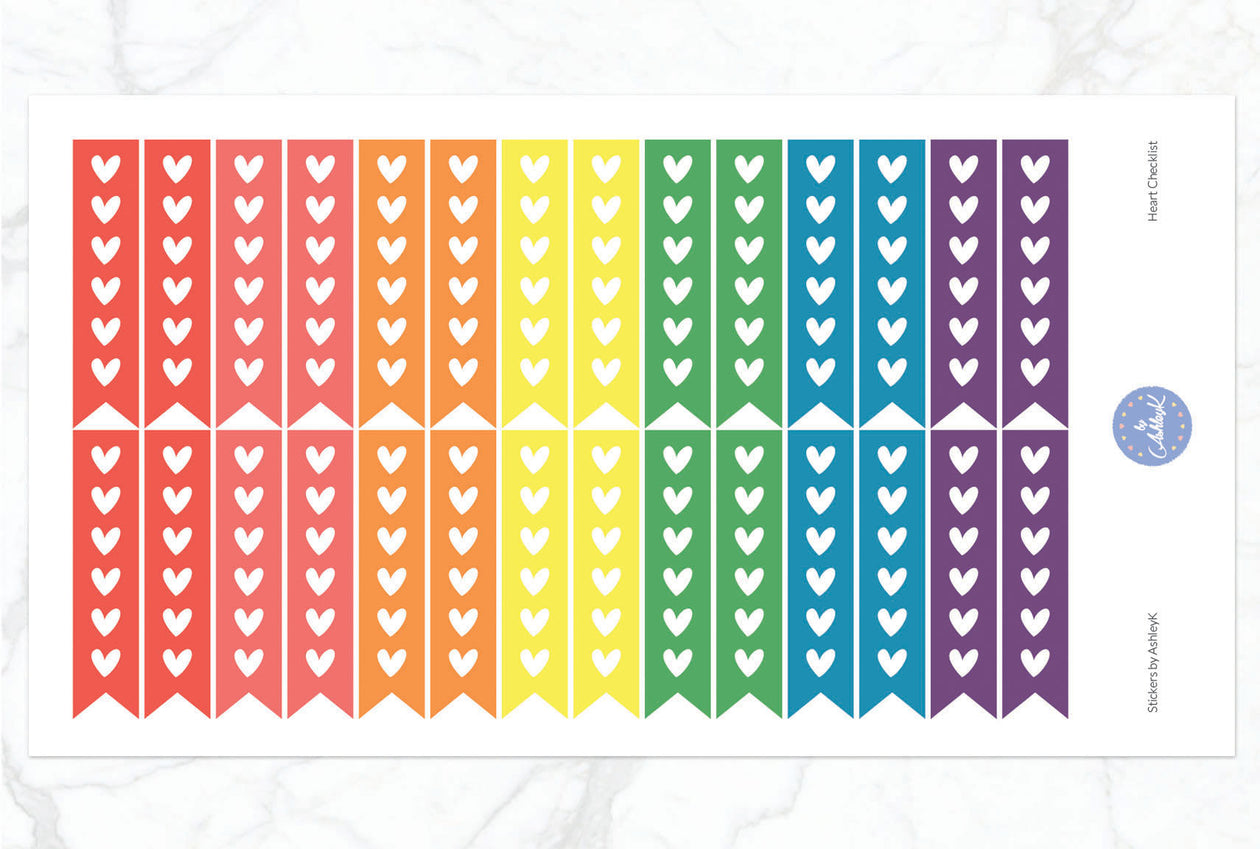 Heart Checklist Stickers - Pastel Rainbow