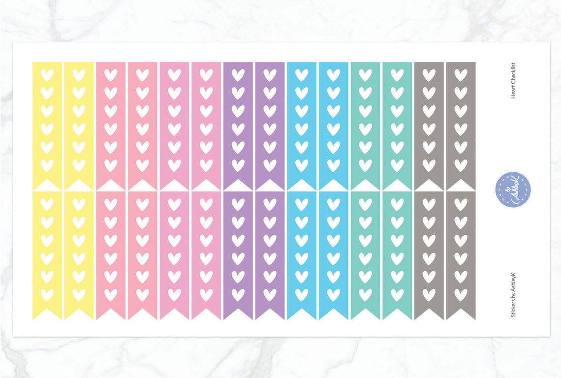 Heart Checklist Stickers - Pastel